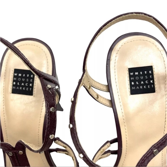 White House Black Market Polly studded Cabernet‎ Strappy sandals block heels 6.5 - Picture 12 of 13